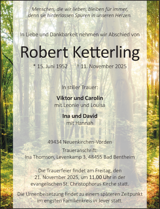 Anzeige von Robert Ketterling von OM-Medien