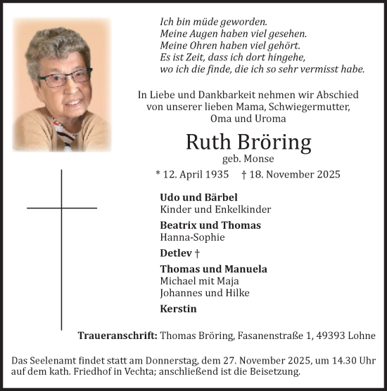 Anzeige von Ruth Bröring von OM-Medien