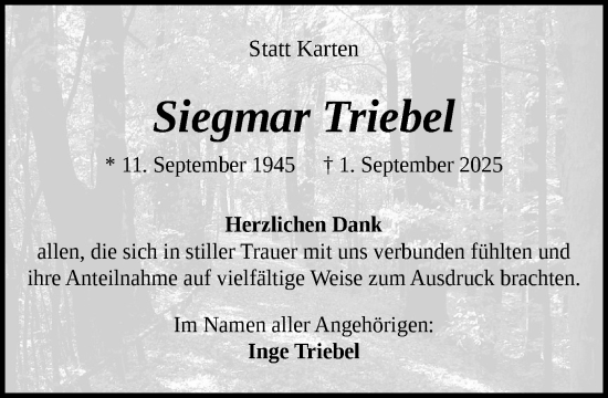 Anzeige von Siegmar Triebel von OM-Medien