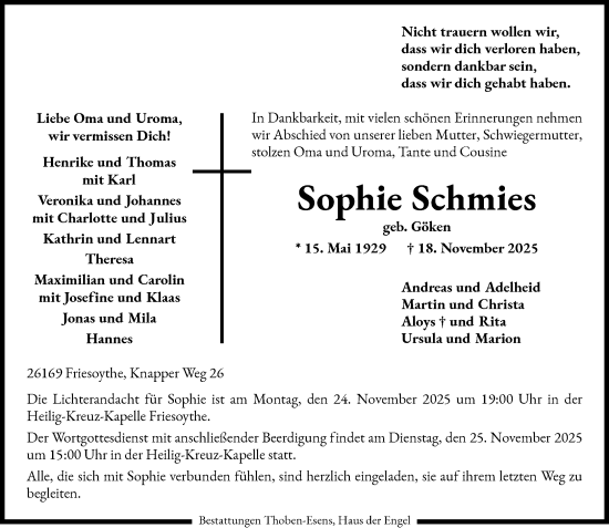 Anzeige von Sophie Schmies von OM-Medien