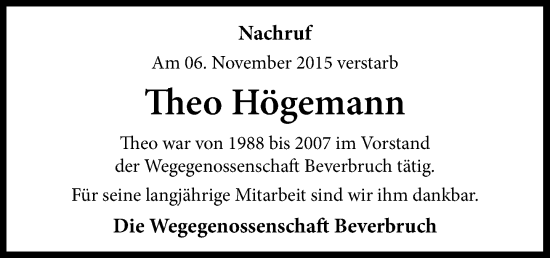 Anzeige von Theo Högemann von OM-Medien
