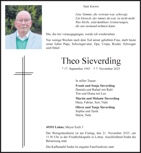 Anzeige von Theo Sieverding von OM-Medien