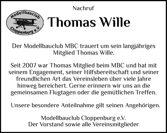 Anzeige von Thomas Wille von OM-Medien
