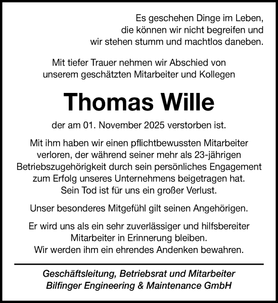 Anzeige von Thomas Wille von OM-Medien