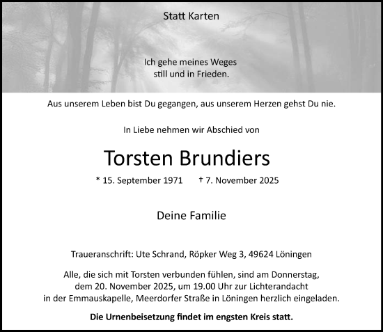 Anzeige von Torsten Brundiers von OM-Medien