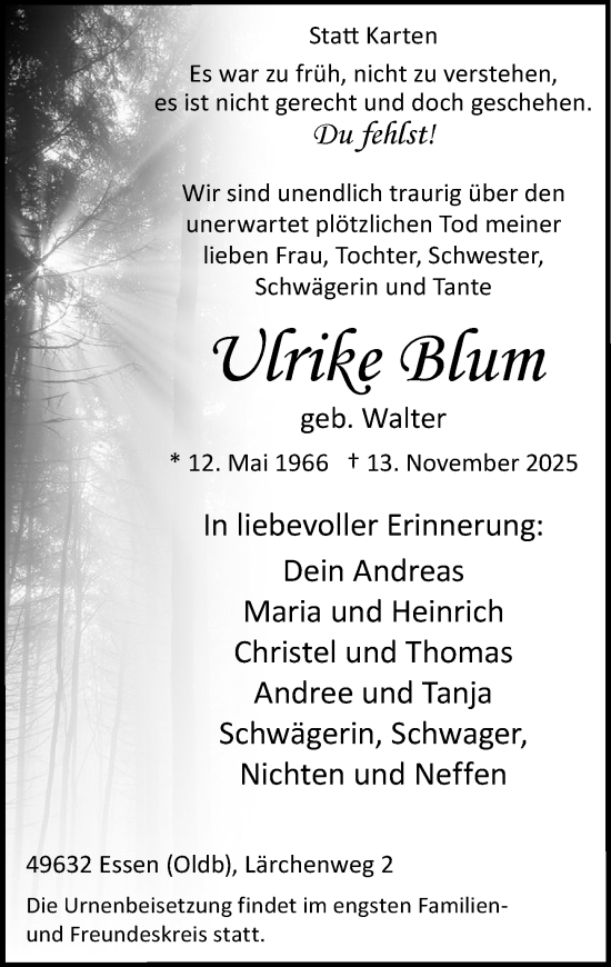 Anzeige von Ulrike Blum von OM-Medien