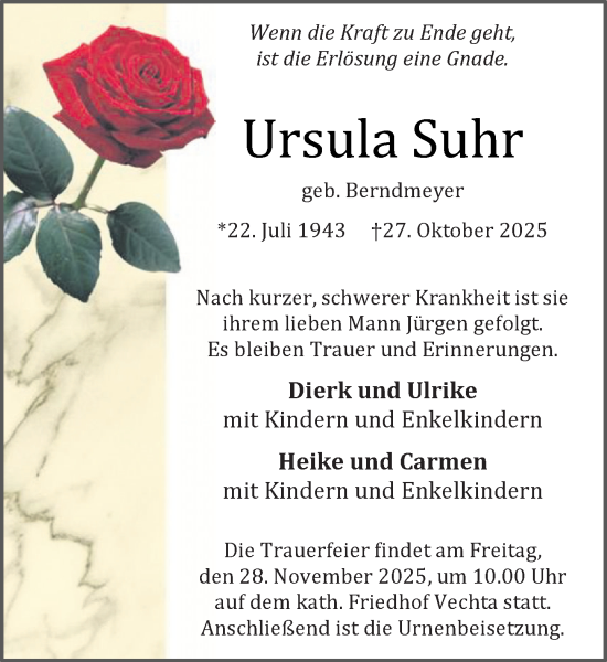 Anzeige von Ursula Suhr von OM-Medien