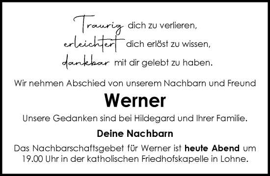 Anzeige von Werner Herms-Westendorf von OM-Medien