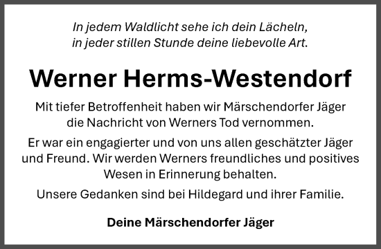 Anzeige von Werner Herms-Westendorf von OM-Medien