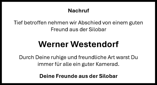 Anzeige von Werner Herms-Westendorf von OM-Medien
