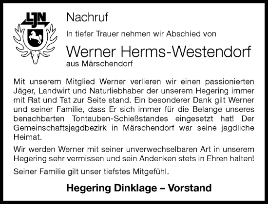 Anzeige von Werner Herms-Westendorf von OM-Medien