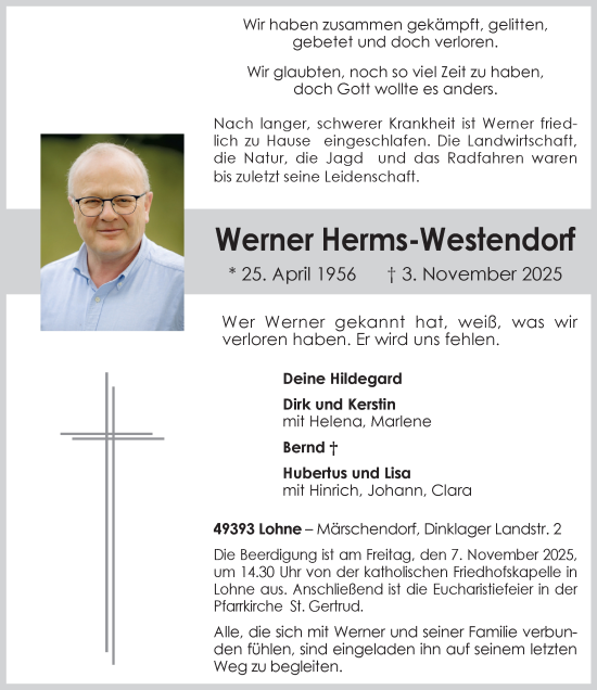 Anzeige von Werner Herms-Westendorf von OM-Medien