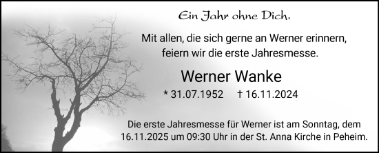 Anzeige von Werner Wanke von OM-Medien