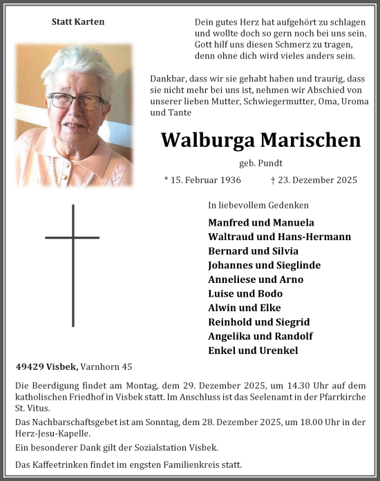 Anzeige von Walburga Marischen von OM Medien
