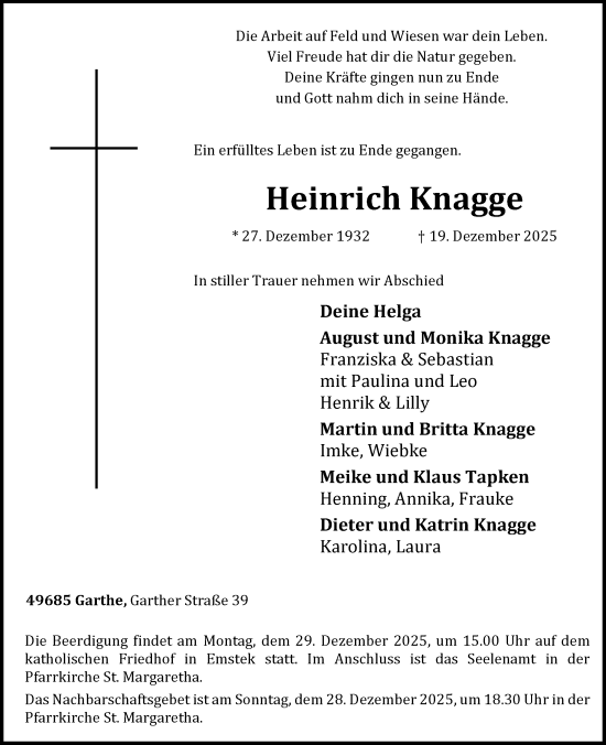 Anzeige von Heinrich Knagge von OM-Medien