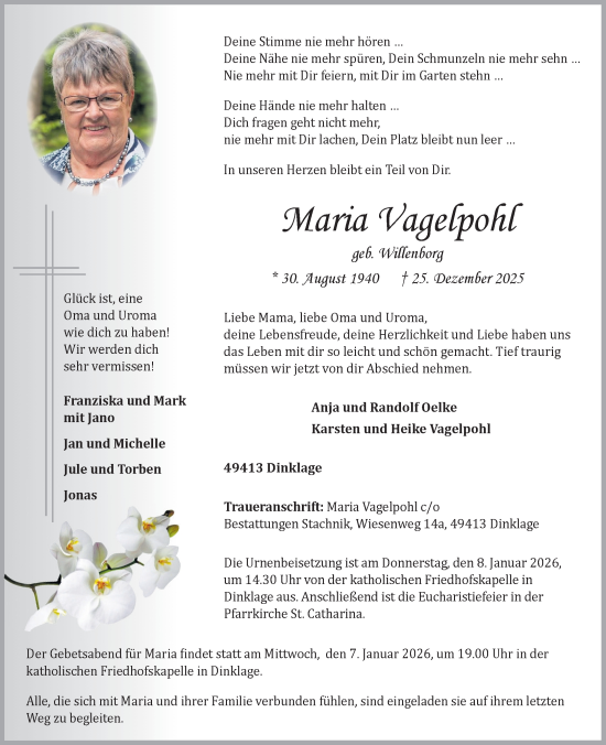 Anzeige von Maria Vagelpohl von OM Medien