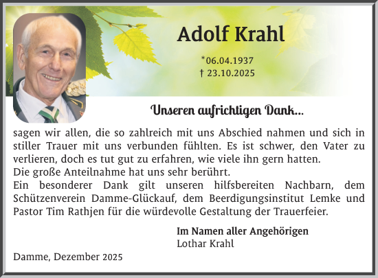 Anzeige von Adolf Krahl von OM-Medien