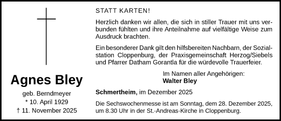 Anzeige von Agnes Bley von OM-Medien