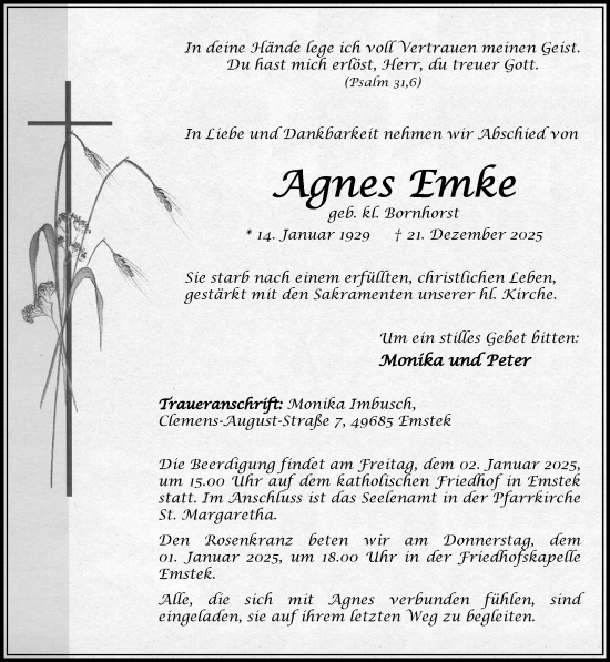 Anzeige von Agnes Emke von OM-Medien