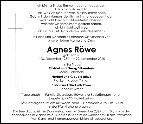 Anzeige von Agnes Röwe von OM-Medien