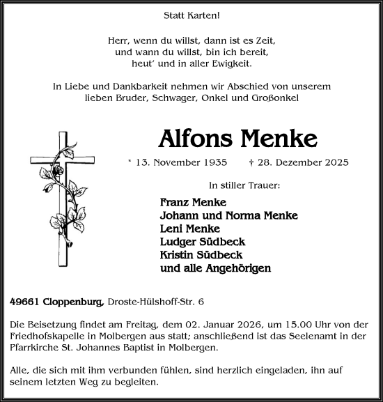 Anzeige von Alfons Menke von OM-Medien