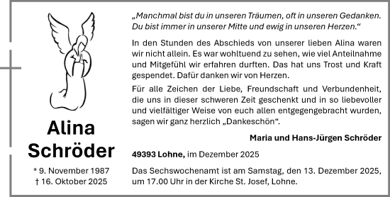 Anzeige von Alina Schröder von OM-Medien