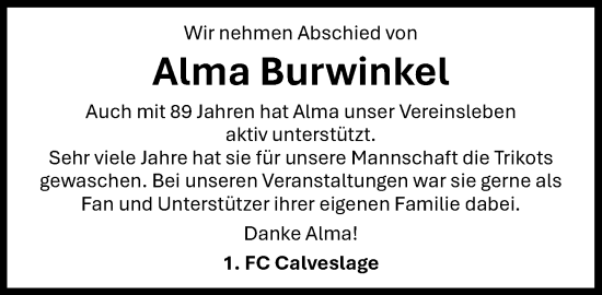 Anzeige von Alma Burwinkel von OM-Medien