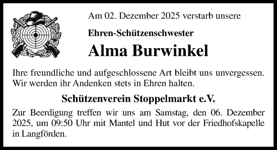 Anzeige von Alma Burwinkel von OM-Medien
