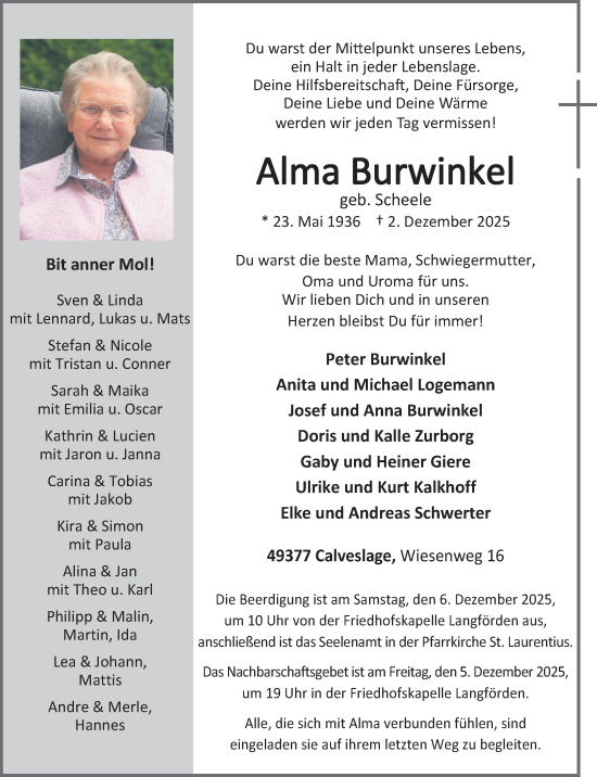 Anzeige von Alma Burwinkel von OM-Medien