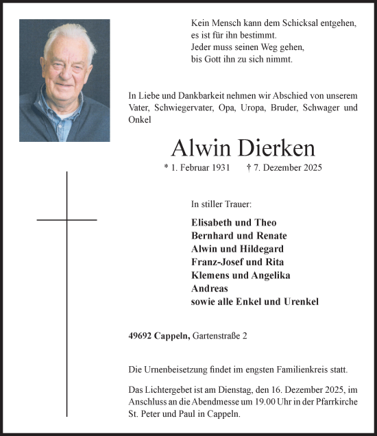 Anzeige von Alwin Dierken von OM-Medien