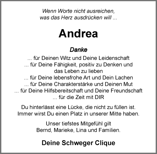 Anzeige von Andrea Windhaus von OM-Medien