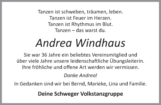 Anzeige von Andrea Windhaus von OM-Medien