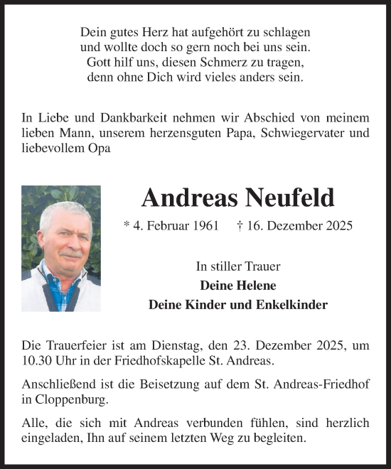 Anzeige von Andreas Neufeld von OM-Medien