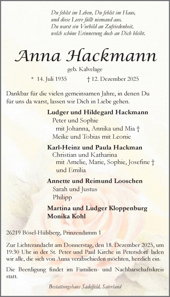 Anzeige von Anna Hackmann von OM-Medien