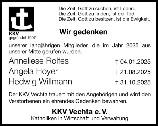 Anzeige von Anneliese Rolfes von OM-Medien