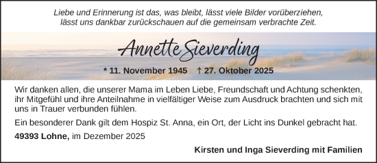 Anzeige von Annette Sieverding von OM-Medien