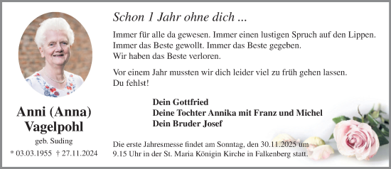 Anzeige von Anni  Vagelpohl von OM-Medien