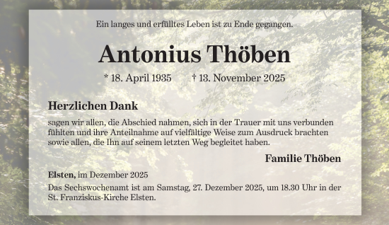 Anzeige von Antonius Thöben von OM-Medien