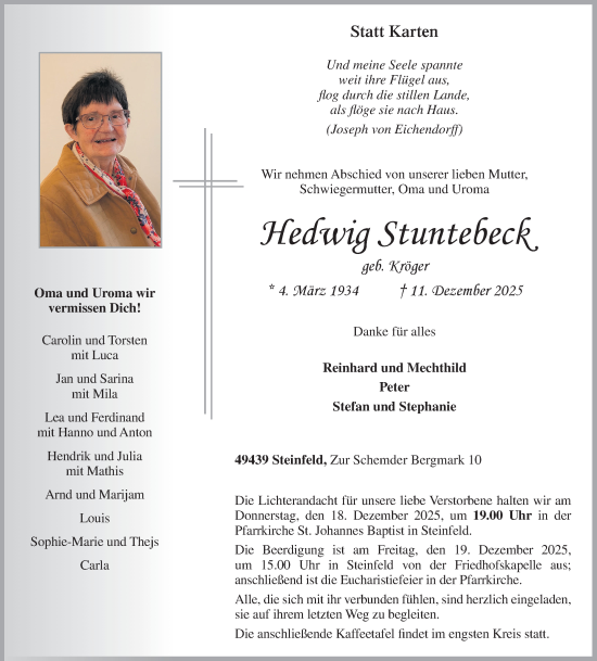 Anzeige von Hedwig Stuntebeck von OM Medien