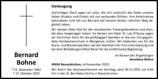 Anzeige von Bernard Bohne von OM-Medien