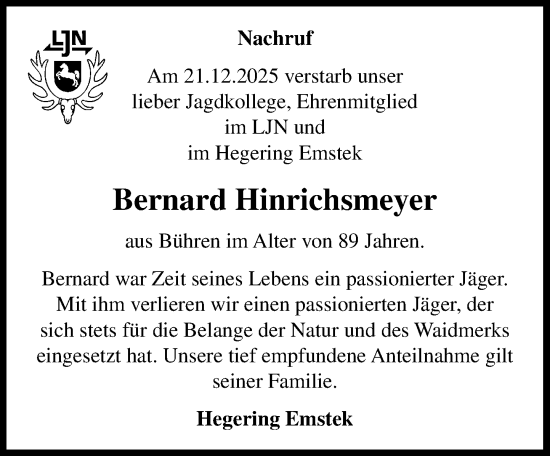Anzeige von Bernard Hinrichsmeyer von OM-Medien