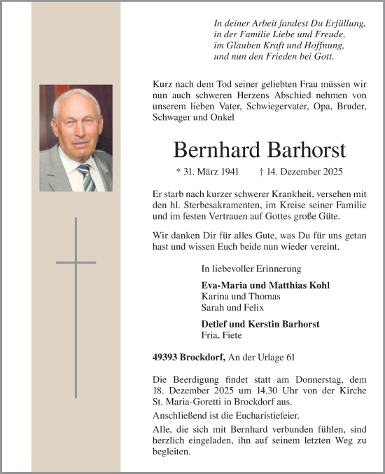 Anzeige von Bernhard Barhorst von OM-Medien