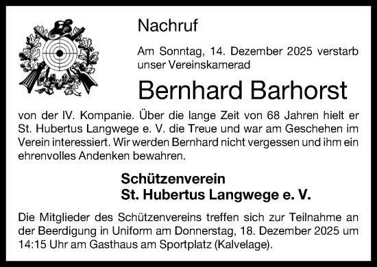 Anzeige von Bernhard Barhorst von OM-Medien