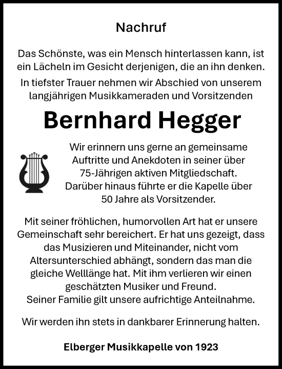 Anzeige von Bernhard Hegger von OM-Medien