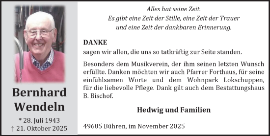Anzeige von Bernhard Wendeln von OM-Medien