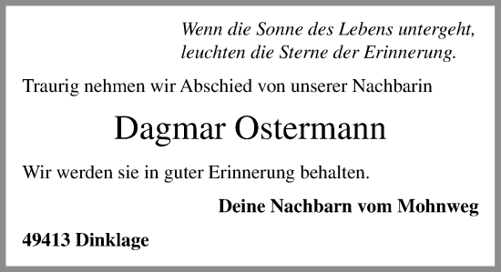 Anzeige von Dagmar Ostermann von OM-Medien