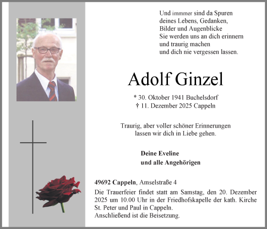 Anzeige von Adolf Ginzel von OM Medien