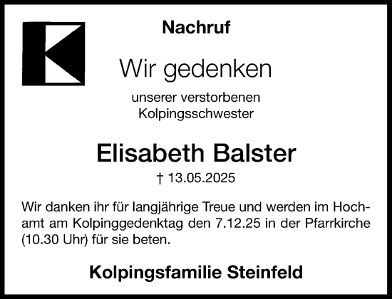 Anzeige von Elisabeth Balster von OM-Medien