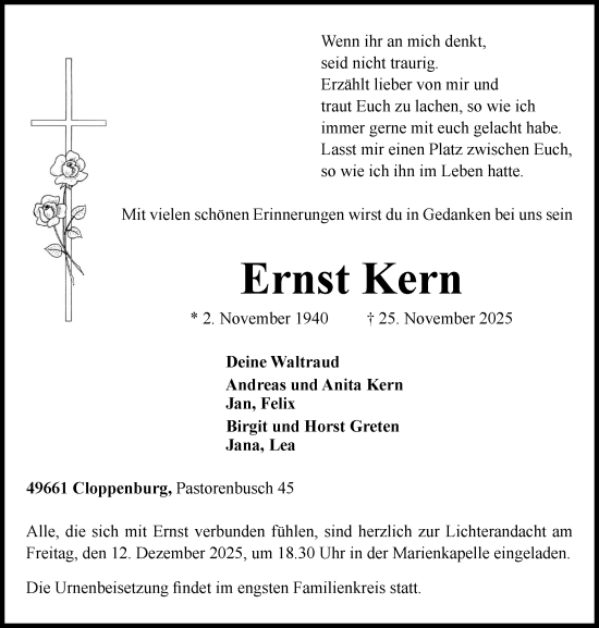 Anzeige von Ernst Kern von OM-Medien