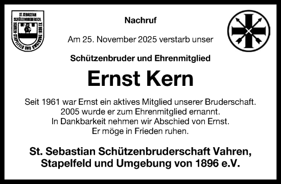 Anzeige von Ernst Kern von OM-Medien